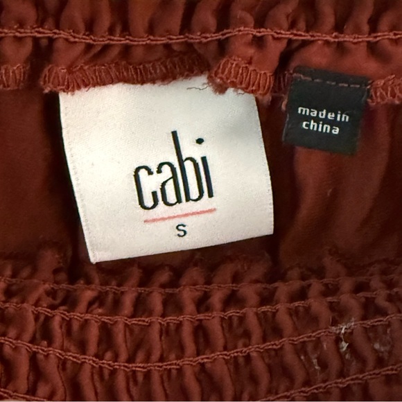 Cabi Foxy Off the Shoulder Smocked Neck Cuff Brown Small - Picture 7 of 8